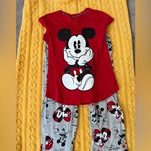 Disney Red and Gray Mickey Mouse Pajama Set